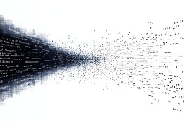 Abstract digital data stream with flowing binary and alphanumeric patterns, perfect for technology, artificial intelligence, data science, and futuristic communication visuals