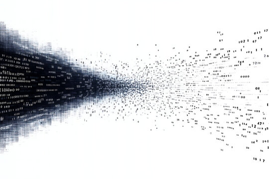 Abstract digital data stream with flowing binary and alphanumeric patterns, perfect for technology, artificial intelligence, data science, and futuristic communication visuals - Powered by Adobe
