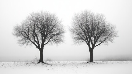Fototapeta premium Leafless trees starkly represent the chilling effects of winter on nature.