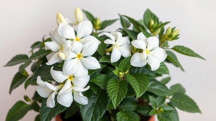 Fototapeta premium Potted Plant with Beautiful White Blooms, home decor inspiration, beautiful white blooms