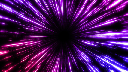 高精細なカラフルな鋭いネオン線の集中線