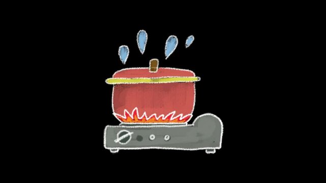 cupcake with candle Retro cartoon doodle hand drawing motion graphics clip template with colorful lights animation. HD resolution with hyper realistic 4K black Background.