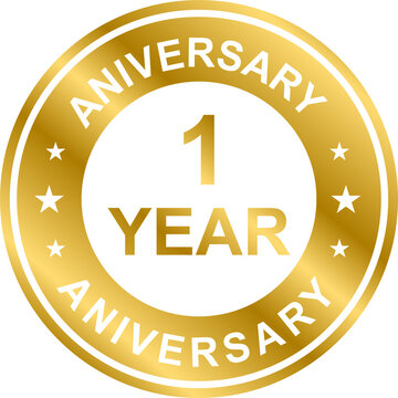 1 year anniversary gold icon for graphic design, logo, website, social media, mobile app, UI illustration