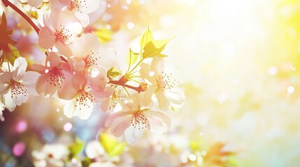 Fototapeta premium Bright and cheerful abstract spring background featuring sunny colors, blooming floral patterns, and warm seasonal atmosphere for nature-inspired designs