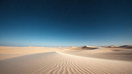 Naklejka premium A vast expanse of sand stretches out to infinity in the desert landscape under a starry sky, night, sky, horizon