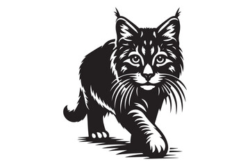 bobcat animal silhouette style vector illustration art white background