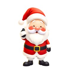A Cartoon santa claus with tums up 