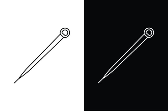 recommend clip art: Sewing Needle Line Icon. Black and White Flat Design Vector