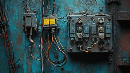 traditional home security equipment, focusing on classic elements like wired alarms, motion detectors