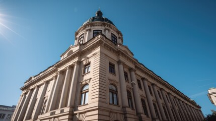 Fototapeta premium Majestic Building Under a Bright Blue Sky