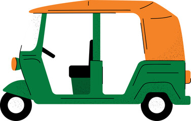 Auto Rickshaw Traditional Transportation Vector Illustration