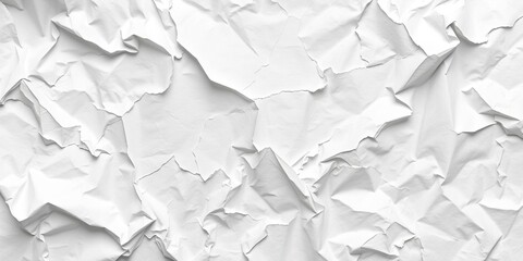 Obraz premium Crinkled white paper poster with deep folds and crevices, vintage feel, aged look