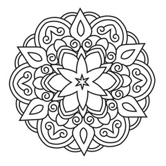 Simple circular pattern in the form of a mandala. Henna tatoo mandala. Mehndi style. Decorative pattern in oriental style. Coloring book page.