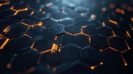 Obraz premium Abstract Hexagon Pattern: Glowing Lines and Futuristic Design