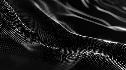 Naklejka premium Abstract Digital Waveform: Black and White Particle Design
