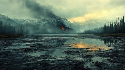 Surreal imagery depicts the alarming changes occurring in our environment, inviting reflection.