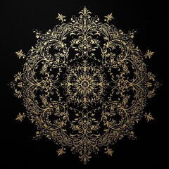 Black background with intricate golden filigree design, sophisticated elegance, dark background