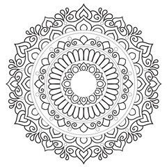 Simple circular pattern in the form of a mandala. Henna tatoo mandala. Mehndi style. Decorative pattern in oriental style. Coloring book page.