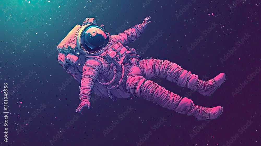 Canvas Prints astronaut floating in space among distant stars