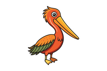 cute pelican vector illustration on white background