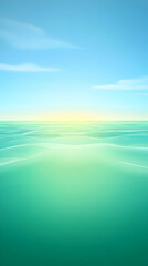 Obraz premium Calm ocean, soft sunlight, tranquil view.
