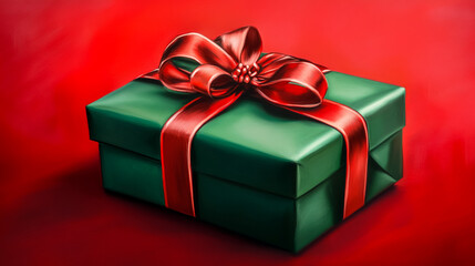 Obraz premium red gift box with ribbon