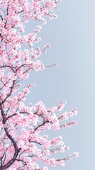 Fototapeta premium Cherry Blossom Branch Seamless Pattern Background , botanical design, cherry blossom branch, organic shape