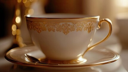 Elegant Gold Trimmed Teacup And Saucer Set