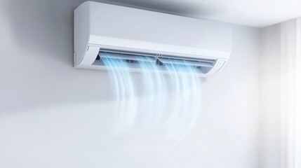 Air conditioner on wall blowing cool air into room