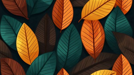 Colorful Autumn Leaves Closeup in Nature's Forest Beauty