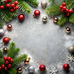 christmas background layout on silver background