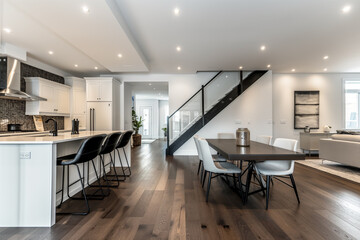 modern room with kitchen
