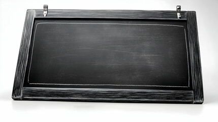 Blank Rustic Wooden Chalkboard Sign with Metal Hangers, Ideal for Message Display