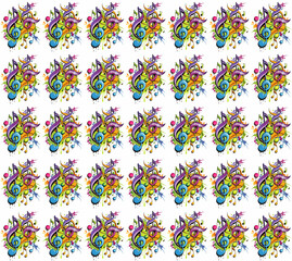 Obraz premium Vibrant Music Notes Seamless Pattern 