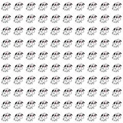 Fototapeta premium Cute Dog Pattern: A seamless pattern of cute dogs with big eyes and red noses. Perfect for kids' clothing, stationery, and home decor. 