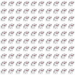 Fototapeta premium Dalmatian Dog Pattern:Cute Dalmatian puppy seamless repeat pattern. This adorable design features a playful pup in a charming and repetitive arrangement, perfect for various applications. 