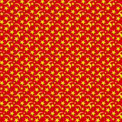 Obraz premium Red and Yellow Stars and Crescent Moons Pattern 