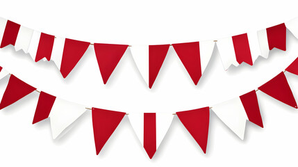 Fototapeta premium Red and White Triangular Bunting Flags Festive Celebration Decoration Illustration