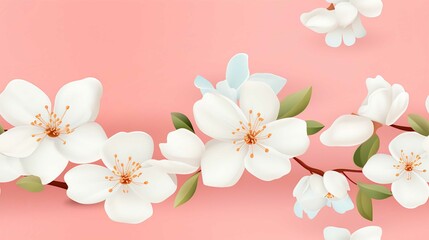 Beautiful Pink Blossom Closeup of Apple and Cherry Flowers in Spring Garden