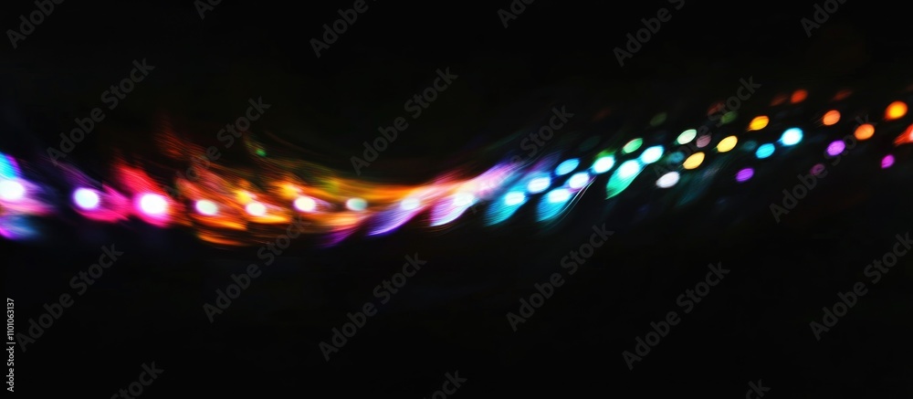 Aufkleber colorful abstract light trails on a dark background creating a soft bokeh effect for design overlays