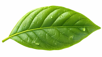Obraz premium Vibrant Green Leaf with Dewdrops: A Close-Up of Nature's Detail