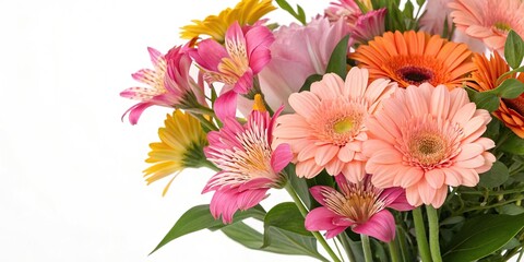 Vibrant gerbera daisies and alstroemeria, whimsical charm, alstroemeria, playful bouquet, sunny disposition, gerbera daisies