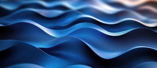 Obraz premium Blue abstract waves with smooth gradients creating a retro backdrop suitable for backgrounds or design projects.
