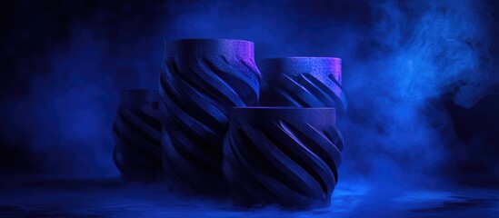 CNC turning process for automotive shafts with dramatic blue lighting showcasing heavy industry machining and precision metal cutting