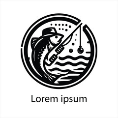 Hand drawn flat design fishing logo