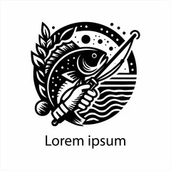 Fototapeta premium Hand drawn flat design fishing logo