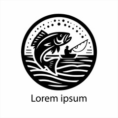 Fototapeta premium Hand drawn flat design fishing logo