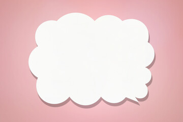 シックなピンクの背景でふわふわした雲のような白い吹き出し