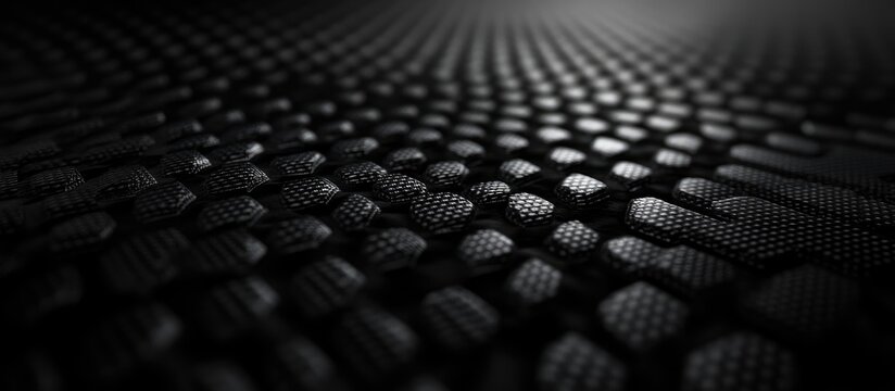 Carbon fiber texture close-up on sports car surface highlighting automotive design and material innovation in a studio setting.