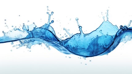 Obraz premium Vibrant blue water splash with droplets isolated on a clean white background creating a dynamic and refreshing visual effect